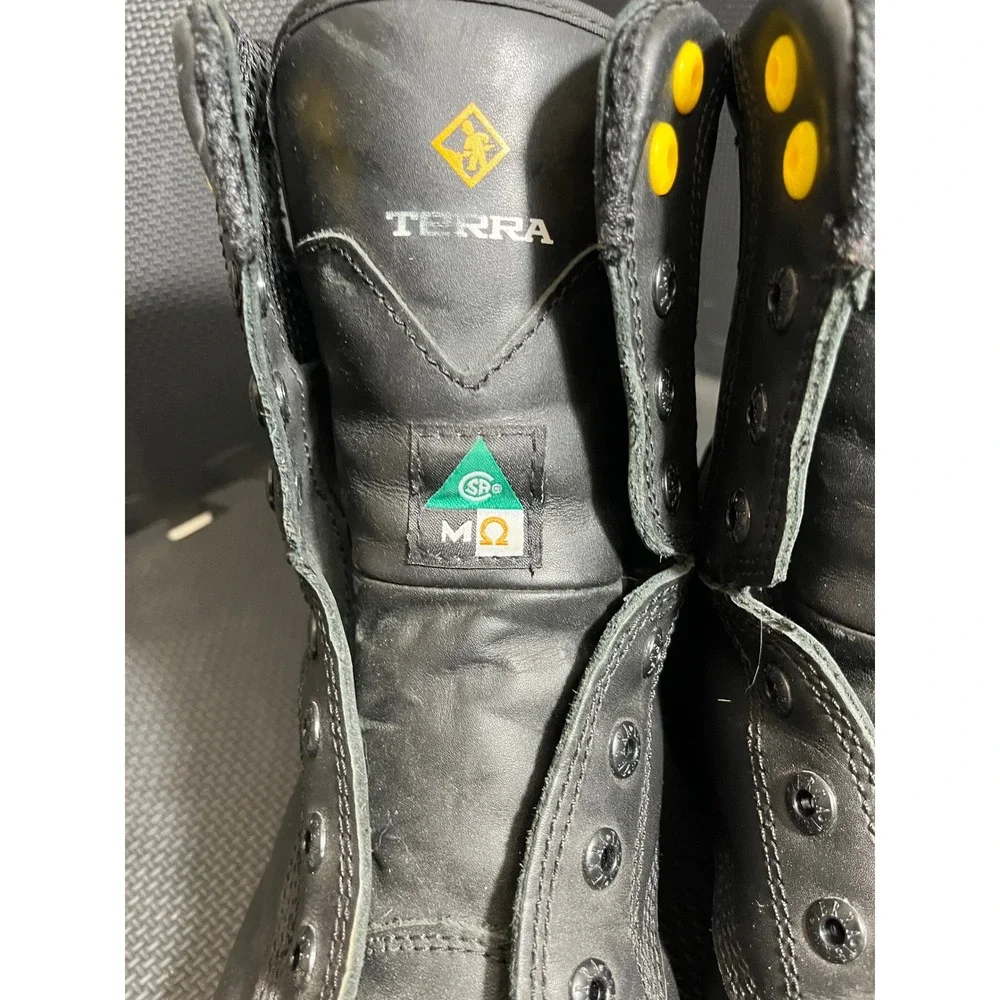 Terra Work Boots Mens 11‎ Black Leather Composite Safety Toe ESR PR TR02988BLK